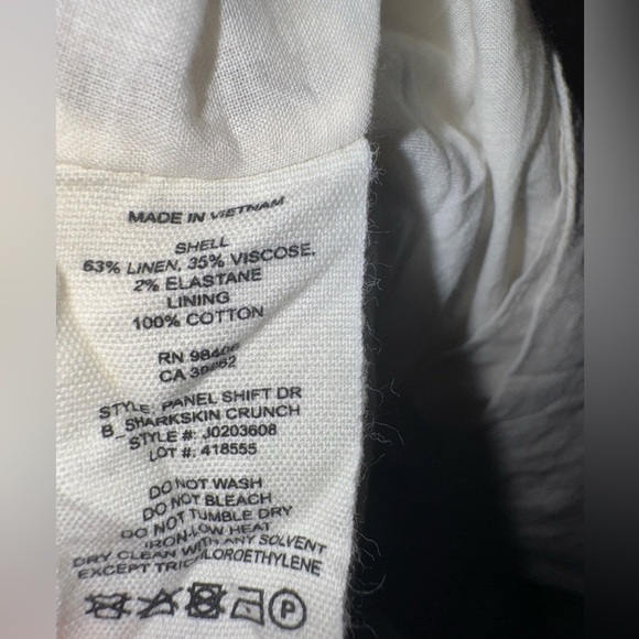 Theory Beige Panel Shift Dress in Sharkskin Crunch Women's Dress Size M - Picture 7 of 8